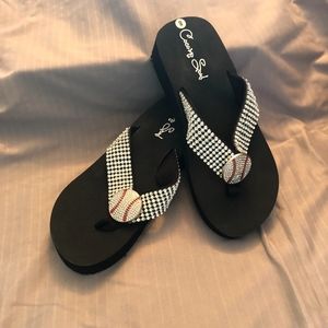 Bling baseball flip flops 8